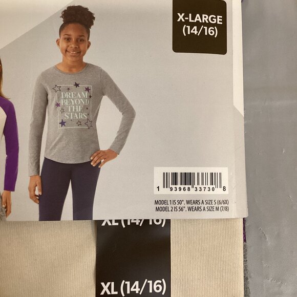 Member's Mark‎ Girls 2 Pack Long Sleeve Crewneck Loose Fit Graphic Tee - Picture 4 of 4